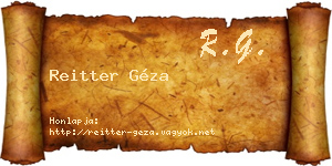 Reitter Géza névjegykártya